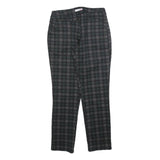 CARNABY Womens Cotton Blend Slim Black Grey Check Trousers W26 L26 Stylish