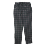 CARNABY Womens Cotton Blend Slim Black Grey Check Trousers W26 L26 Stylish
