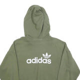 ADIDAS Womens Green Cotton Blend Pullover Hoodie UK 12 Casual Sportswear