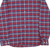 NAUTICA Mens Red & Blue Check Shirt L Cotton Blend Long Sleeve Button Down