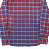 NAUTICA Mens Red & Blue Check Shirt L Cotton Blend Long Sleeve Button Down