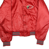 Womens Red Plain Varsity Jacket M Nylon Bomber Zip Retro Casual Lightweight