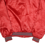 Womens Red Plain Varsity Jacket M Nylon Bomber Zip Retro Casual Lightweight