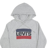 LEVI'S Womens Grey Cotton Blend Logo Pullover Hoodie S Casual Sweatshirt