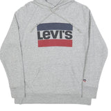 LEVI'S Womens Grey Cotton Blend Logo Pullover Hoodie S Casual Sweatshirt