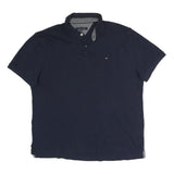 TOMMY HILFIGER Mens Blue Polo Shirt L Classic Cotton Blend Short Sleeve Casual