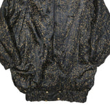 Womens Black & Gold Patterned Button Jacket M Polyester Blend Lightweight
