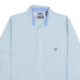 CHAPS Mens Blue & White Check Shirt L Long Sleeve Button Cotton Blend