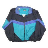 GRENADIER Mens Black & Blue Colourblock Track Jacket L Nylon Zip Retro Style