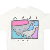 HANES Mens White Maui Hawaii Graphic T-Shirt M Short Sleeve Crew Neck Cotton