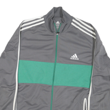 ADIDAS Mens Grey & Green Track Jacket XL Polyester Blend Plain Zip Casual