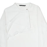 ZARA Womens White Basic Long Sleeve Crew Neck Plain Top M Elegant