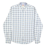 LEVI'S Mens White & Blue Checked Cotton Shirt M Classic Button-Down Collar Long