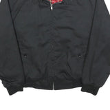 Mens Black Cotton Blend Bomber Jacket S Plain Zip Casual Lightweight Outerwear