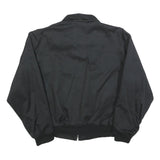 Mens Black Cotton Blend Bomber Jacket S Plain Zip Casual Lightweight Outerwear