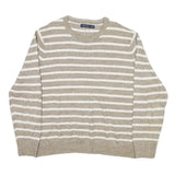 NAUTICA Womens Beige & White Striped Plain Crew Neck Basic Knit XL Cotton Blend