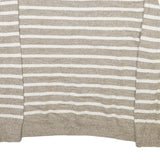 NAUTICA Womens Beige & White Striped Plain Crew Neck Basic Knit XL Cotton Blend