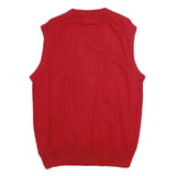 CHAPS Mens Red Plain V-Neck Basic Knit L Sleeveless Cotton Jumper Vest