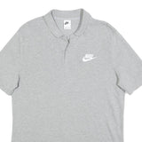 NIKE Mens Grey Short Sleeve Plain L Cotton Polo Shirt Casual Sportswear