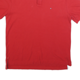 TOMMY HILFIGER Mens Red Polo Shirt L Cotton Blend Short Sleeve Basic Casual