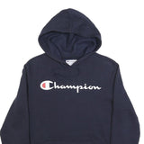 CHAMPION Mens Navy Pullover Hoodie S Cotton Blend Logo Sweatshirt Casual