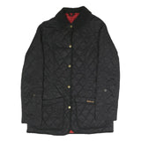 BARBOUR Womens Black Quilted Button Jacket UK 8 Polyester Blend Classic