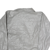 G-3 Womens Grey Leather Button Jacket M Plain Classic Stylish