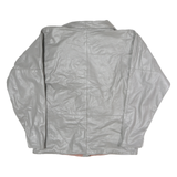 G-3 Womens Grey Leather Button Jacket M Plain Classic Stylish