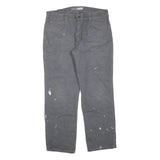 CARHARTT Mens Regular Fit Grey Cotton Blend Zip Trousers W36 L30 Workwear