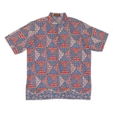 Mens Red Blue Pattern Shirt XL Cotton Blend Casual Summer Holiday Style