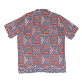 Mens Red Blue Pattern Shirt XL Cotton Blend Casual Summer Holiday Style