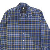 G-STAR Mens Blue & Yellow Check Shirt L Cotton Blend Casual Long Sleeve Button