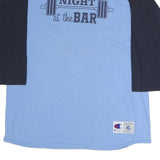 CHAMPION Mens Blue & Black Graphic Raglan XL Long Sleeve Crew Neck Fitness