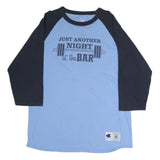 CHAMPION Mens Blue & Black Graphic Raglan XL Long Sleeve Crew Neck Fitness