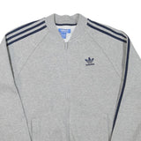 ADIDAS Mens Grey & Navy Casual Zip Jacket M Cotton Blend Plain Lightweight