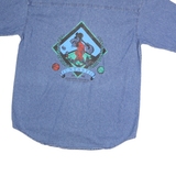 ASHCITY Mens Blue Cotton Shirt M Funtastic Summer Festival Vintage 1998