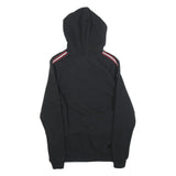 NFND Mens Black Zip Up Hoodie XS Gold Logo Striped Sleeve Cotton Blend