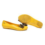 MELISSA Womens Ballet Flats Yellow Synthetic UK 4 Bow Detail Casual Shoes