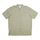 WEDER MEIER Mens Beige Short Sleeve Shirt XL Button-Up Casual Polyester Blend