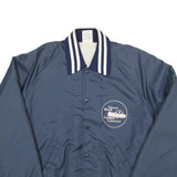 USA Mens Blue White Stripe Lumber Company Button Jacket L Nylon Casual Retro