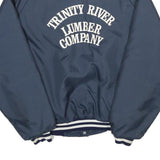 USA Mens Blue White Stripe Lumber Company Button Jacket L Nylon Casual Retro