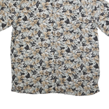 CROFT & BARROW Mens Black & Beige Floral Print Cotton Blend Shirt L Summer