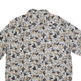 CROFT & BARROW Mens Black & Beige Floral Print Cotton Blend Shirt L Summer