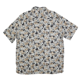 CROFT & BARROW Mens Black & Beige Floral Print Cotton Blend Shirt L Summer