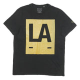 GUESS Mens Black LA Graphic T-Shirt M Short Sleeve Crew Neck Cotton Blend