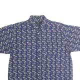 CLUB ROOM Mens Blue Pattern Cotton Shirt XL Short Sleeve Casual Summer