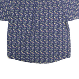 CLUB ROOM Mens Blue Pattern Cotton Shirt XL Short Sleeve Casual Summer