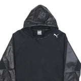 PUMA Womens Black Hoodie UK 14 Cotton Blend Pullover Sportswear Sweatshirt
