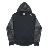 PUMA Womens Black Hoodie UK 14 Cotton Blend Pullover Sportswear Sweatshirt