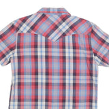 LEVI'S Mens Blue & Red Check Shirt S Short Sleeve Button Casual Cotton Blend
